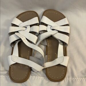 Salt Water Sandals by Hoy White Strappy Leather Slide Sandals